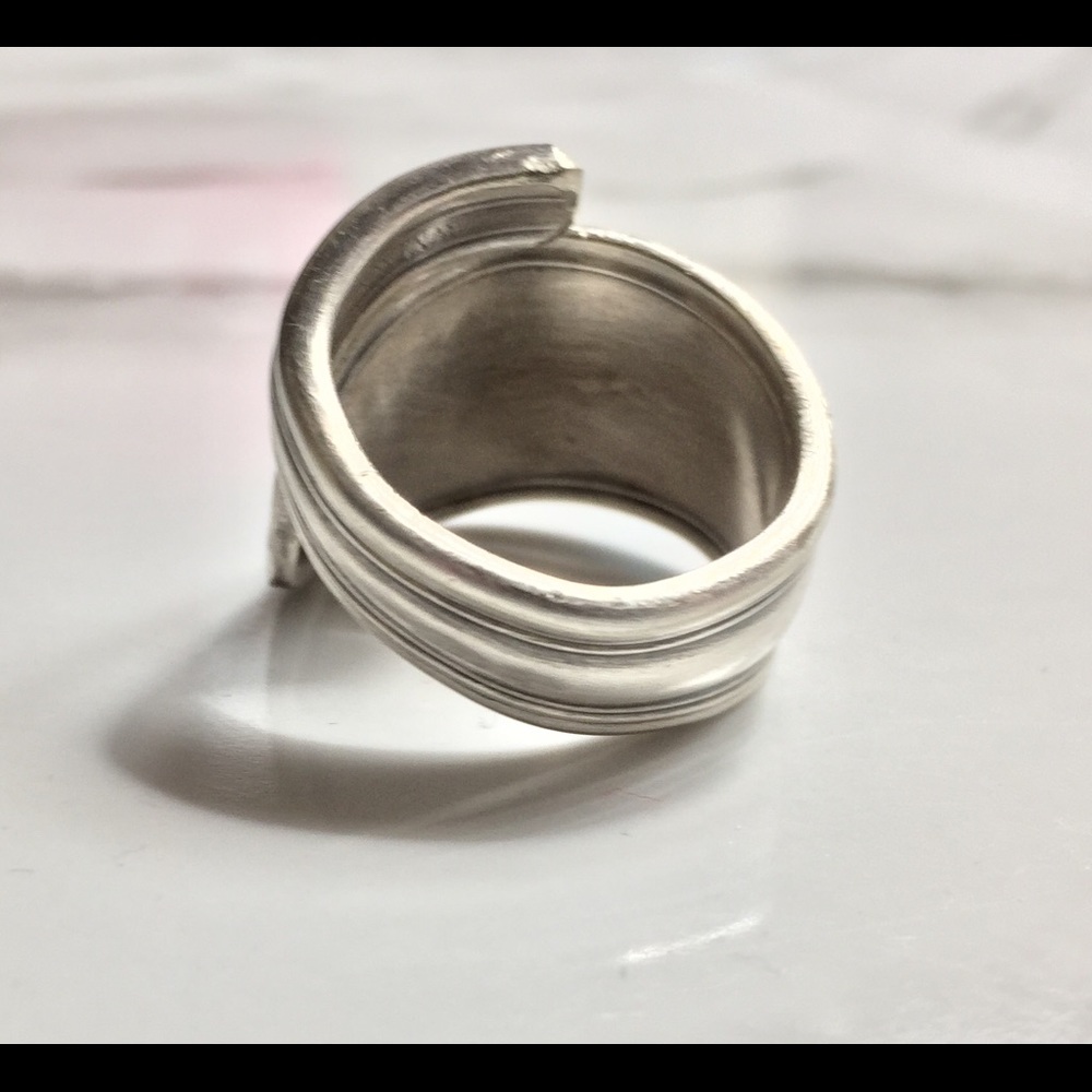 Sterling Silver Plate Spoon Ring Floral Vintage - Picture 5 of 6